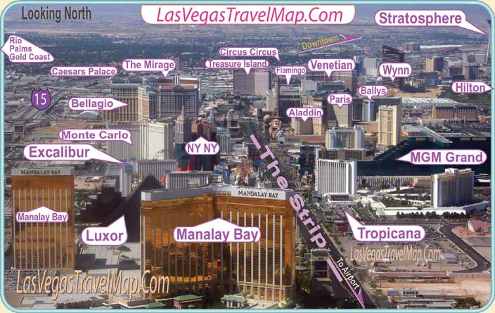 Las Vegas Hotels on The Strip. Las Vegas Image Map